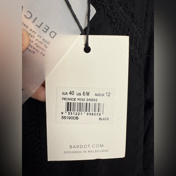 Bardot - Prinnie Mini Dress - Black Lace Long sleeve- Size 8 - Picture 5 of 13